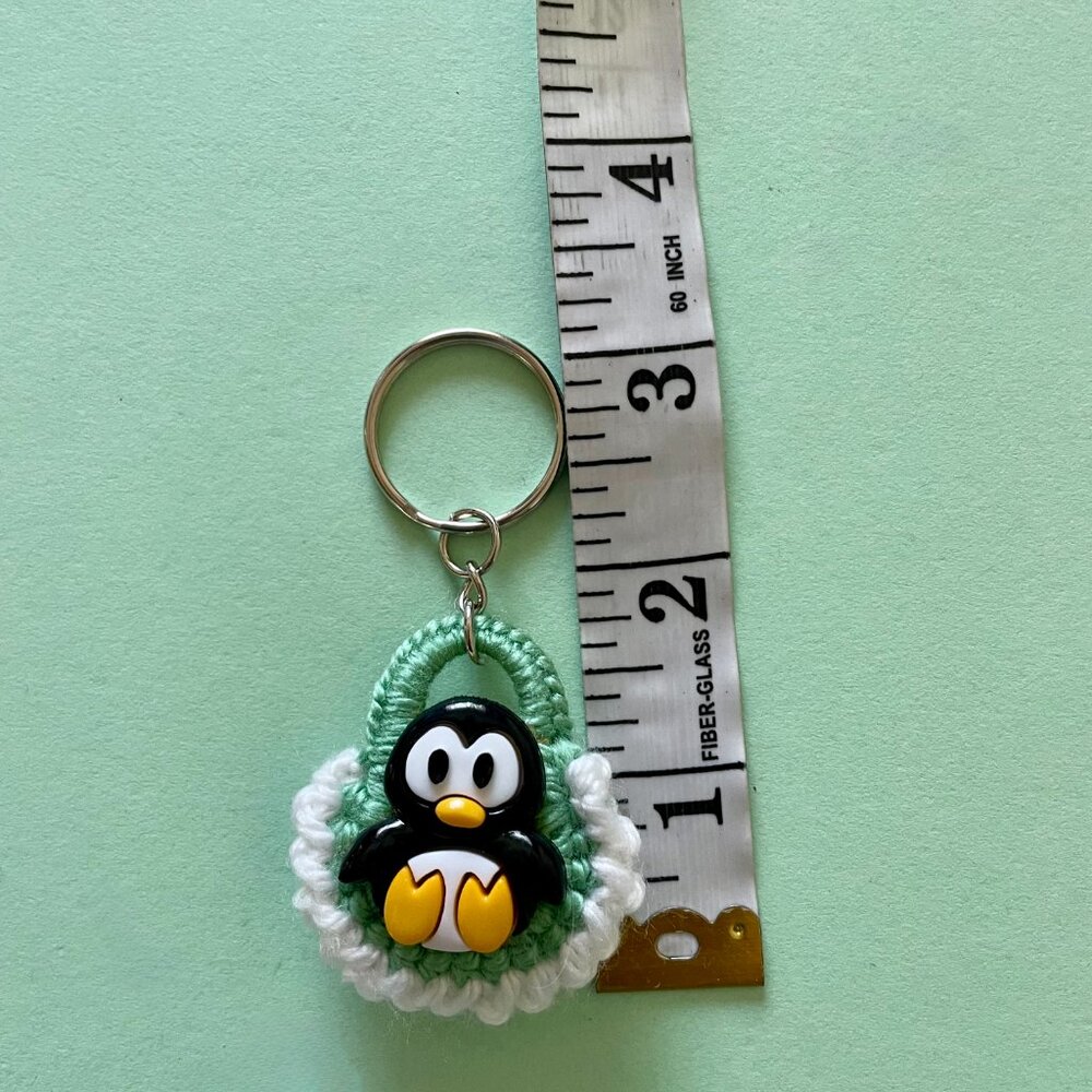 Crochet Keychain Charm, Handmade Little Penguin Backpack Charm - Picture 5 of 8